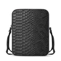 Black Snakeskin Print Rectangular Crossbody Bag