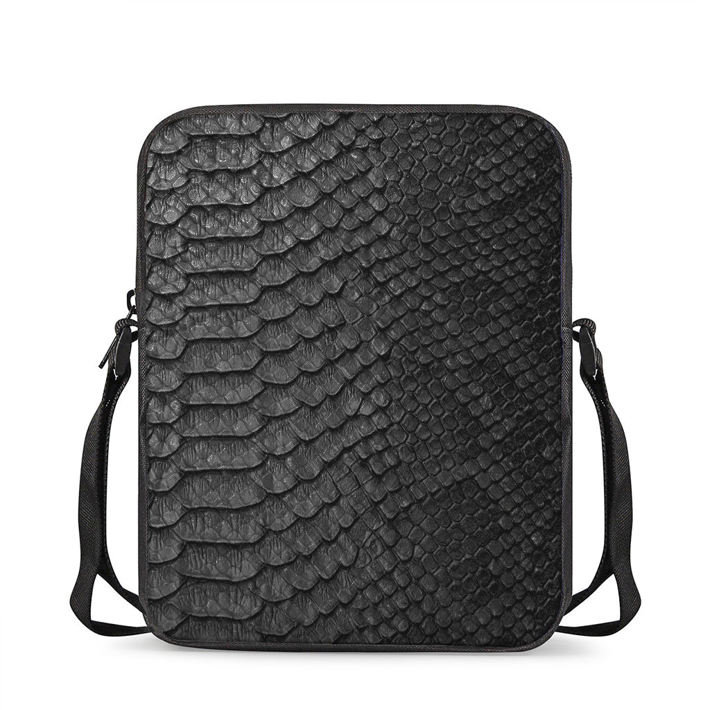 Black Snakeskin Print Rectangular Crossbody Bag