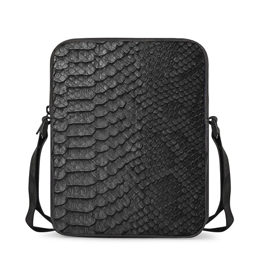 Black Snakeskin Print Rectangular Crossbody Bag