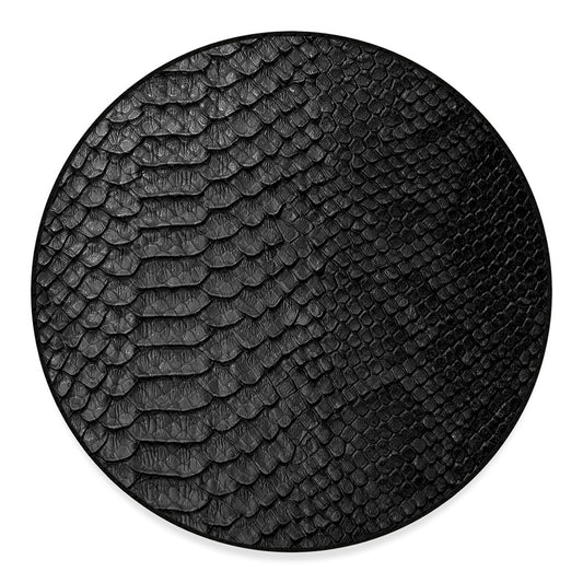 Black Snakeskin Print Round Floor Mat