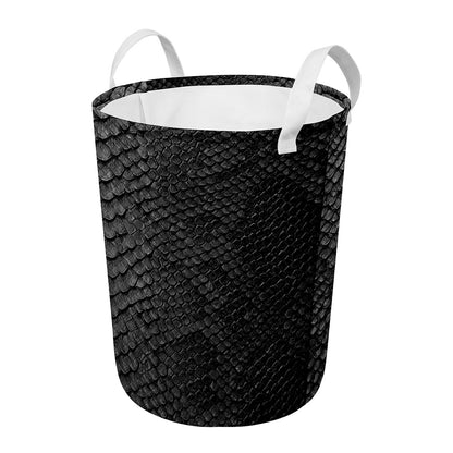 Black Snakeskin Print Round Laundry Basket