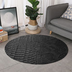 Black Snakeskin Print Round Rug