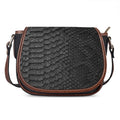 Black Snakeskin Print Saddle Bag