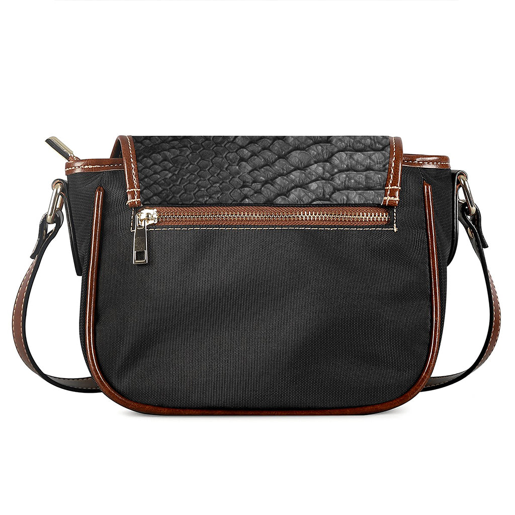 Black Snakeskin Print Saddle Bag
