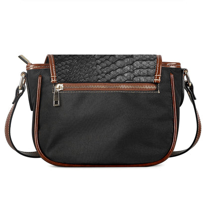 Black Snakeskin Print Saddle Bag