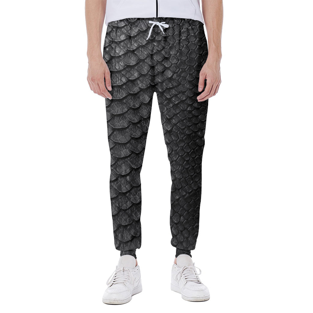 Black Snakeskin Print Scuba Joggers