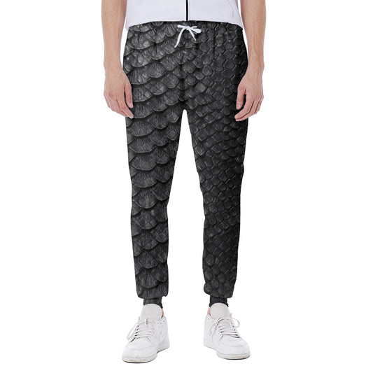Black Snakeskin Print Scuba Joggers