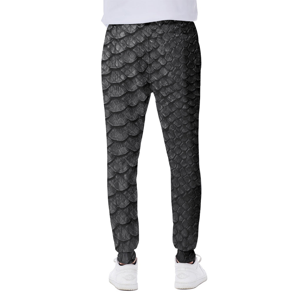 Black Snakeskin Print Scuba Joggers