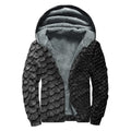 Black Snakeskin Print Sherpa Lined Zip Up Hoodie