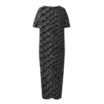 Black Snakeskin Print Short Sleeve Long Nightdress