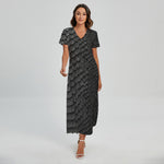 Black Snakeskin Print Short Sleeve Maxi Dress