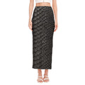 Black Snakeskin Print Side Slit Maxi Skirt