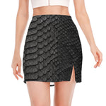 Black Snakeskin Print Side Slit Mini Skirt