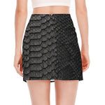 Black Snakeskin Print Side Slit Mini Skirt