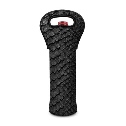 Black Snakeskin Print Single Neoprene Wine Tote