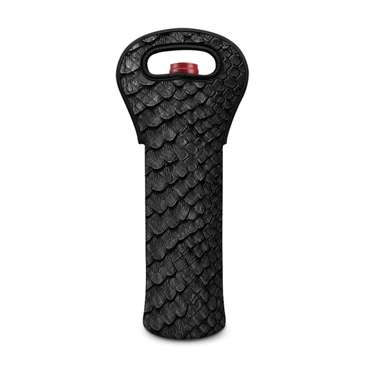 Black Snakeskin Print Single Neoprene Wine Tote