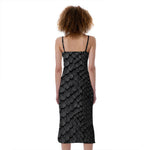 Black Snakeskin Print Slim Fit Midi Cami Dress