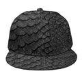 Black Snakeskin Print Snapback Cap