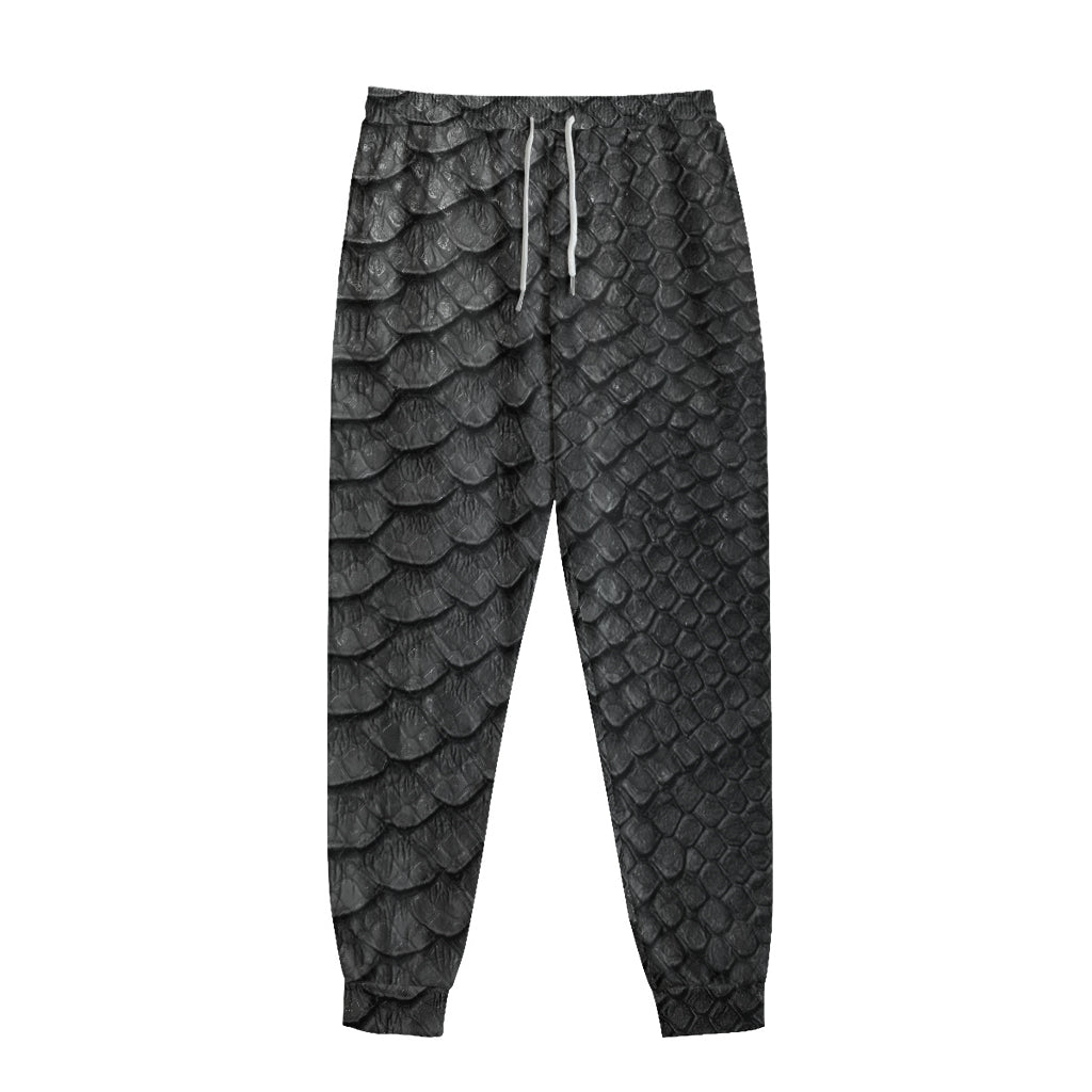 Black Snakeskin Print Sweatpants