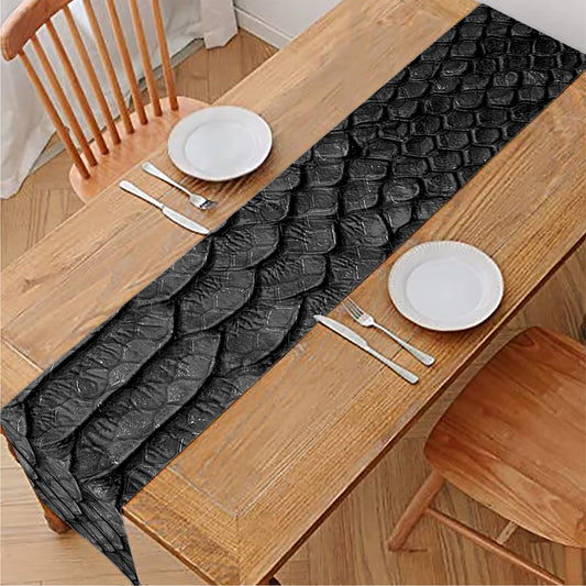 Black Snakeskin Print Table Runner