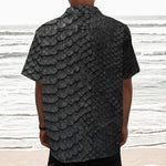Black Snakeskin Print Textured Short Sleeve Shirt