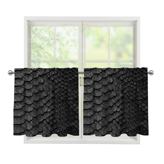 Black Snakeskin Print Tier Curtains