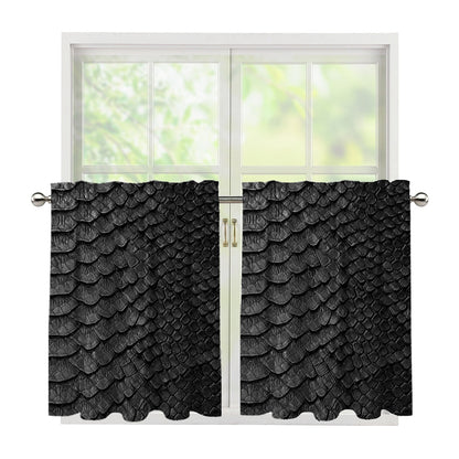Black Snakeskin Print Tier Curtains