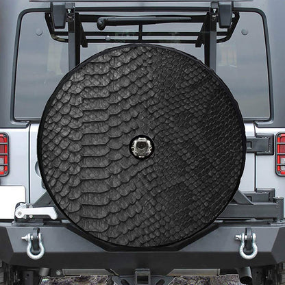 Black Snakeskin Print Tire Cover With Camera Hole