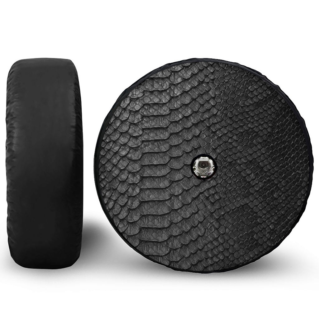 Black Snakeskin Print Tire Cover With Camera Hole
