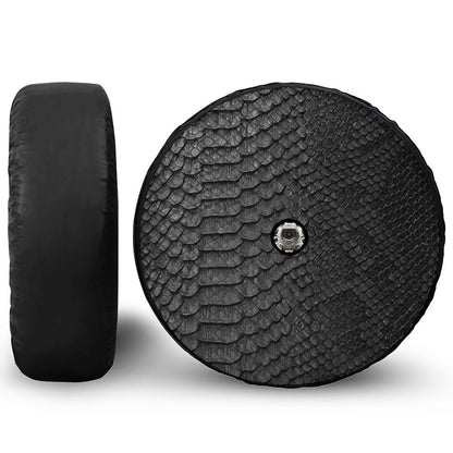 Black Snakeskin Print Tire Cover With Camera Hole