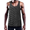 Black Snakeskin Print Men's Workout Tank Top