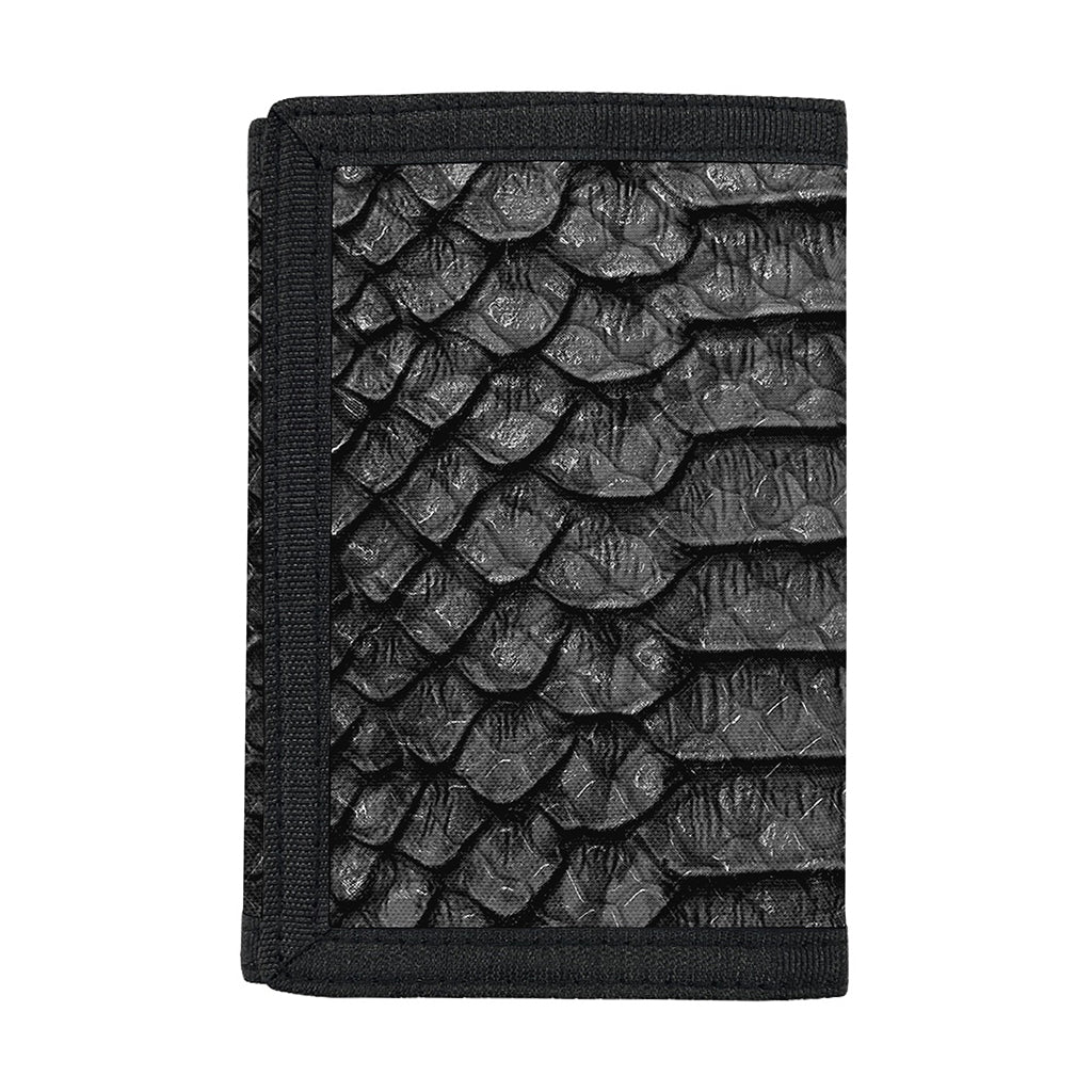 Black Snakeskin Print Trifold Wallet