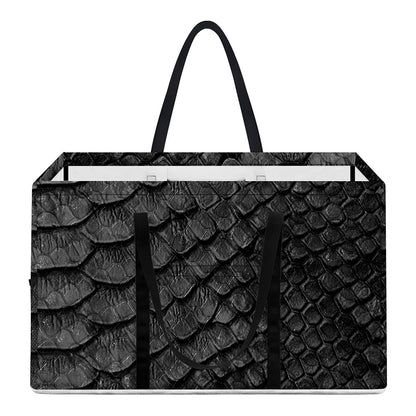 Black Snakeskin Print Utility Tote Bag
