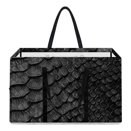 Black Snakeskin Print Utility Tote Bag