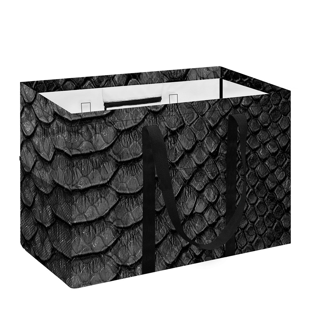 Black Snakeskin Print Utility Tote Bag