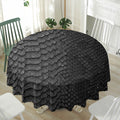 Black Snakeskin Print Waterproof Round Tablecloth