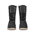 Black Snakeskin Print Winter Boots