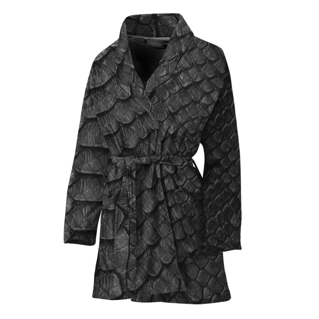 Black Snakeskin Print Women's Bathrobe