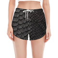 Black Snakeskin Print Women's Split Running Shorts