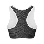 Black Snakeskin Print Women's Sports Bra