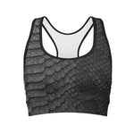 Black Snakeskin Print Women's Sports Bra