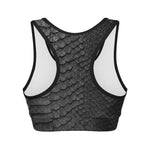 Black Snakeskin Print Women's Sports Bra