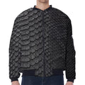 Black Snakeskin Print Zip Sleeve Bomber Jacket