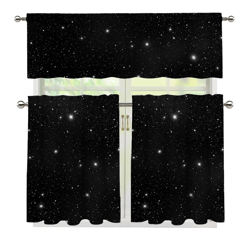 Black Space Print 3 Piece Kitchen Curtains