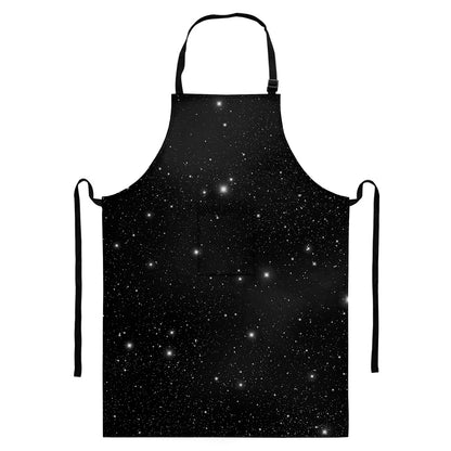 Black Space Print Bib Apron With Pocket