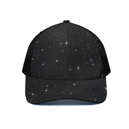 Black Space Print Black Mesh Trucker Cap