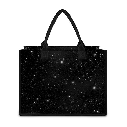 Black Space Print Canvas Tote Bag