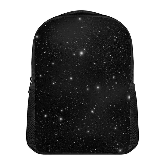 Black Space Print Casual Backpack