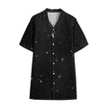 Black Space Print Cotton Hawaiian Shirt