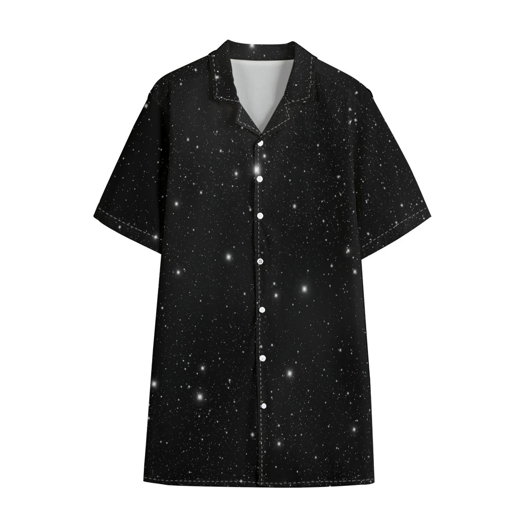 Black Space Print Cotton Hawaiian Shirt
